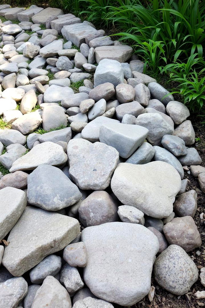 Natural River Rock Edge - 22 Stone Garden Edging Ideas