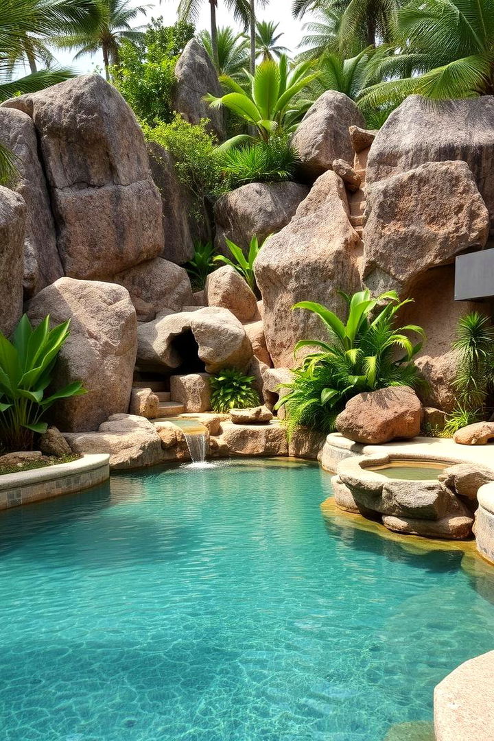 Natural Rock Formations and Boulders - 22 Tropical Pool Landscaping Ideas