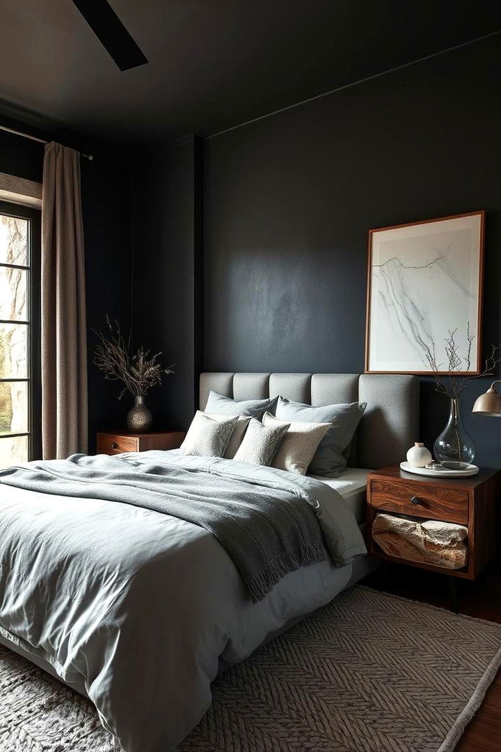 Natural Stone Accents - 22 Dark Grey Bedroom Ideas