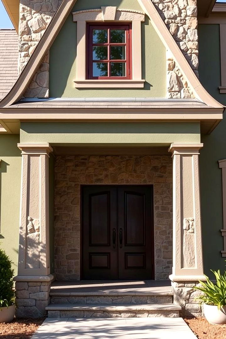 Natural Stone Accents - 22 Sage Green House Exterior Ideas