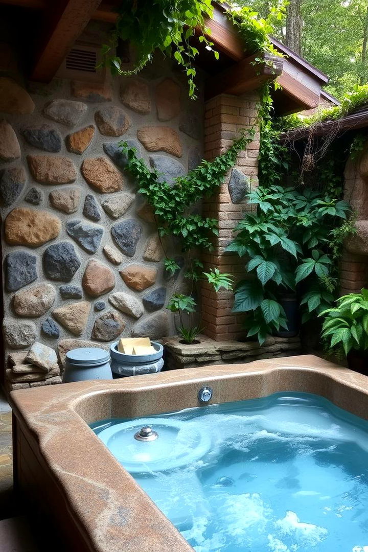 Natural Stone Accents - 22 Hot Tub Decor Ideas