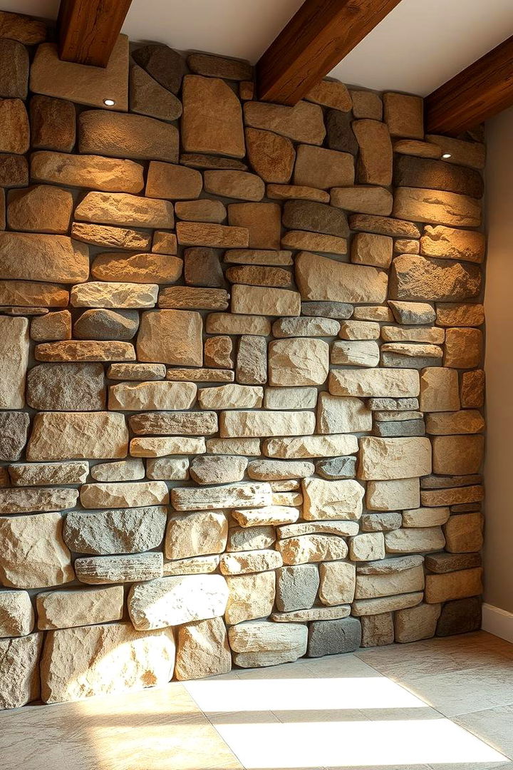 Natural Stone Accents - 22 Rustic Barndominium Interior Design Ideas