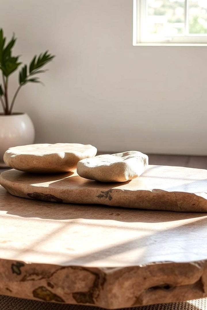 Natural Stone Accents - 22 Coffee Table Centerpiece Ideas