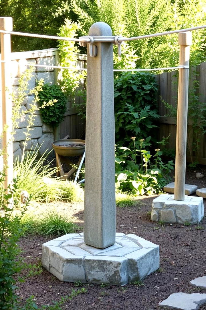 Natural Stone Anchor Integration - 22 Outdoor Clothesline Ideas