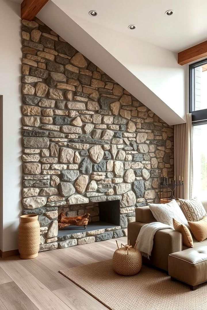 Natural Stone Details - 22 Rustic Living Room Ideas