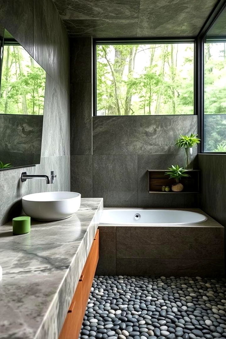 Natural Stone Elements - 22 Forest Green Bathroom Ideas