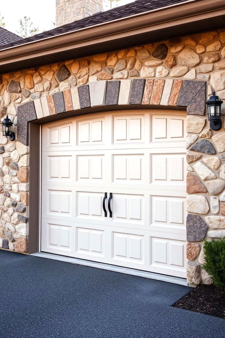 Natural Stone Embellishments - 22 Exterior Garage Door Trim Ideas
