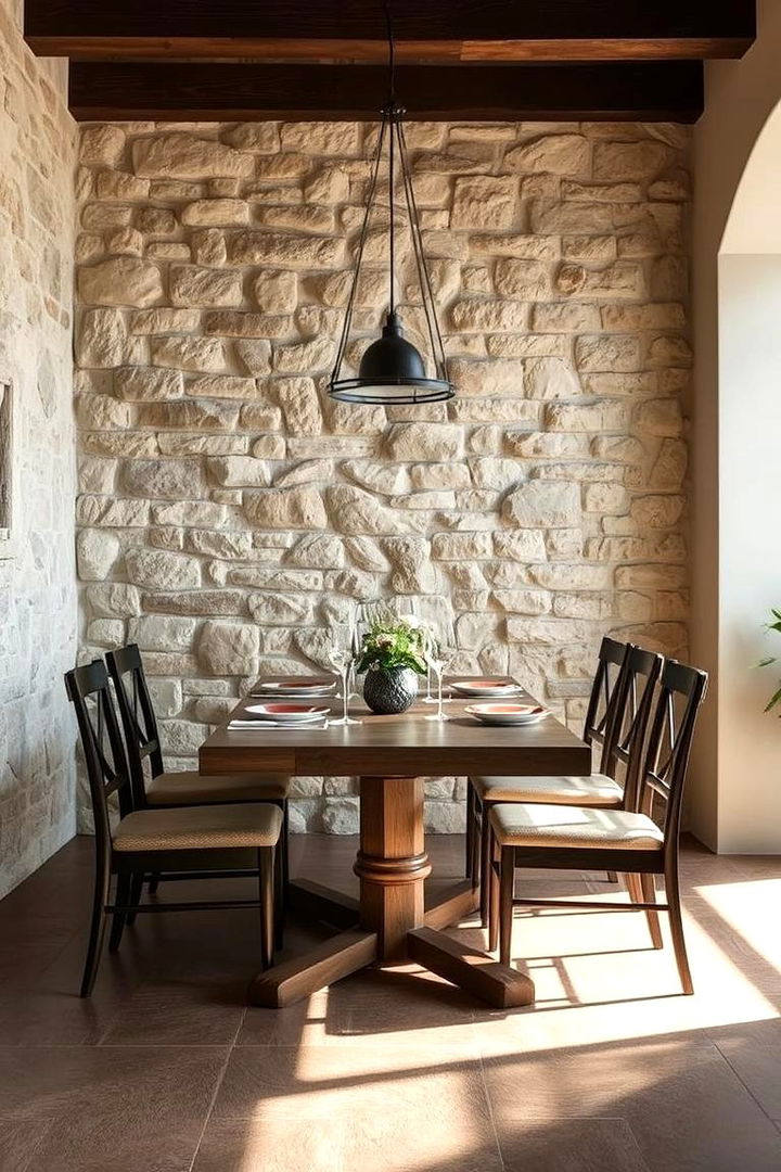 Natural Stone Feature - 22 Dining Room Accent Wall Ideas