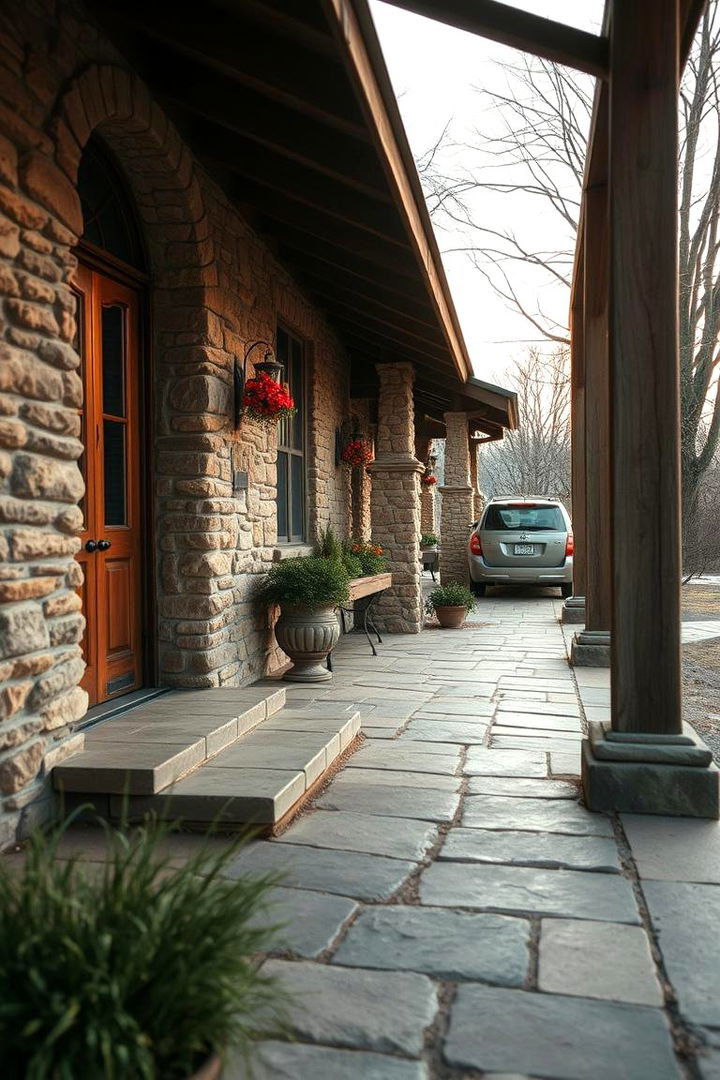 Natural Stone Features - 22 Open Gable Porch Ideas