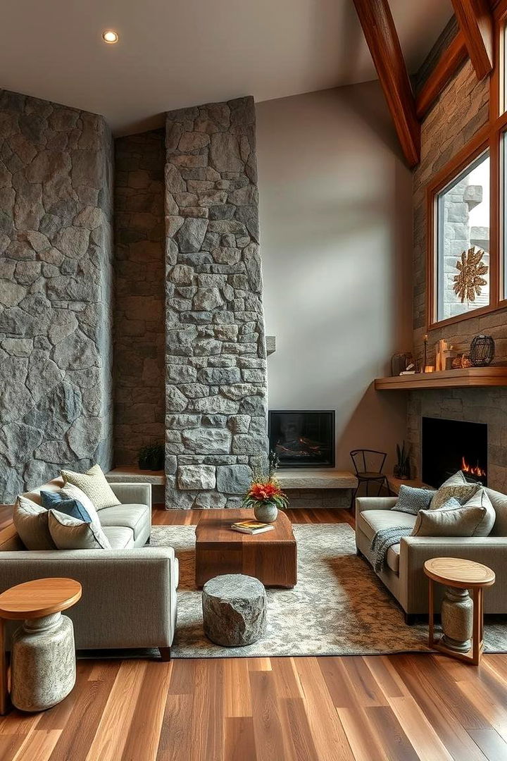 Natural Stone Features - 22 Small Rustic Living Room Ideas