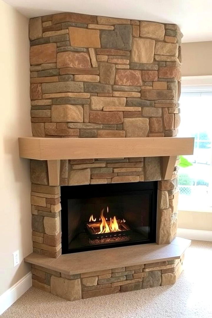Natural Stone Finish Corner Gas Fireplace - 22 Corner Gas Fireplace Ideas