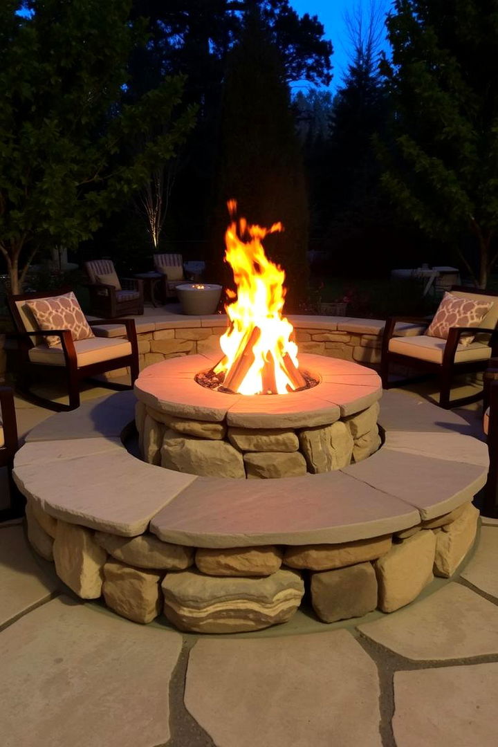 Natural Stone Fire Pit Feature - 22 Farmhouse Patio Ideas