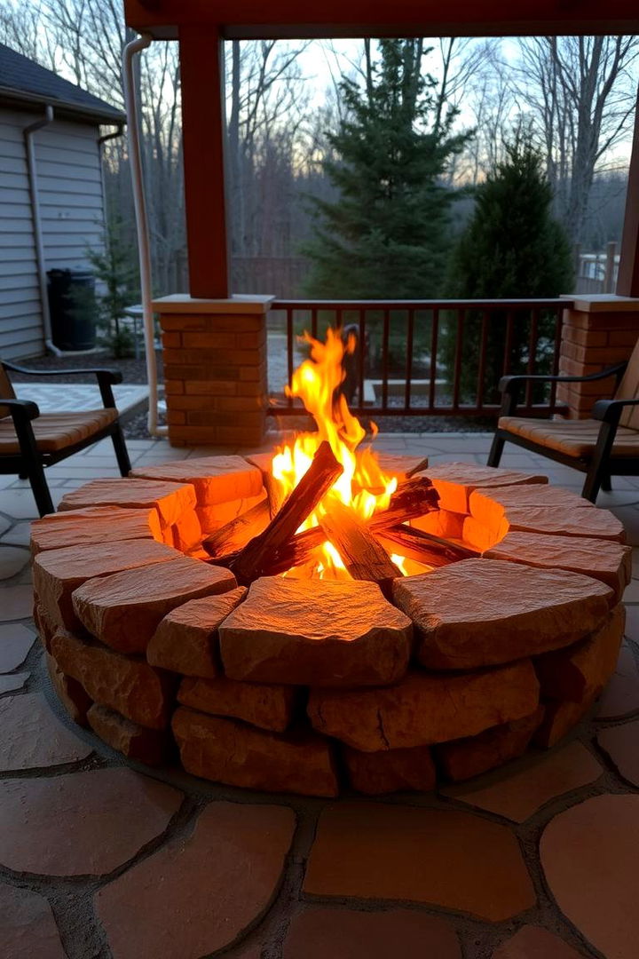 Natural Stone Fire Pit Setup - 22 Farmhouse Porch Ideas