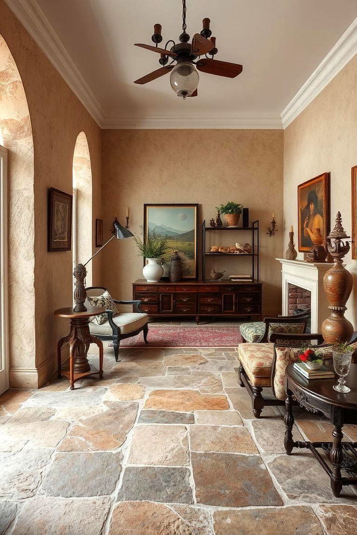 Natural Stone Flooring - 22 French Country Living Room Ideas