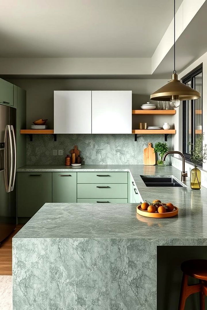 Natural Stone Green Countertop Elegance - 22 Kitchen With Green Countertops Ideas