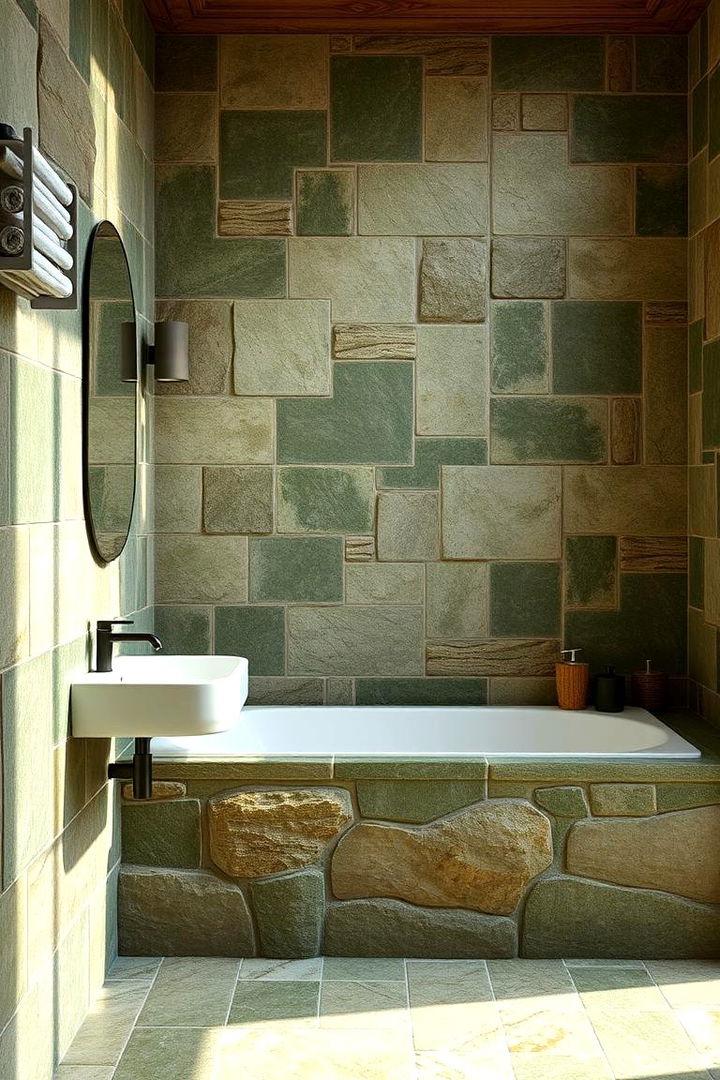 Natural Stone Green - 22 Green Bathroom Tile Ideas