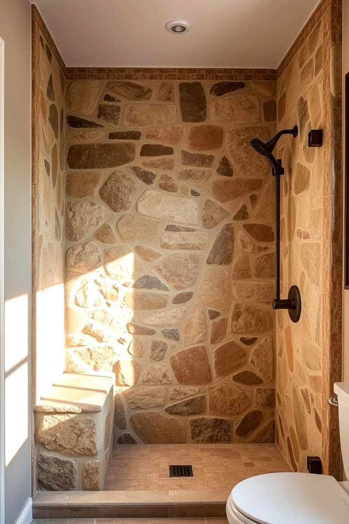 Natural Stone Integration - 22 Half-wall Shower Ideas