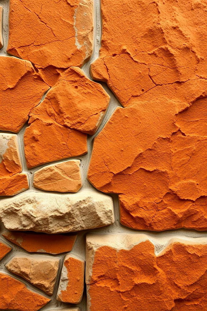 Natural Stone Paired with Orange Brightness - 22 Orange House Exterior Ideas