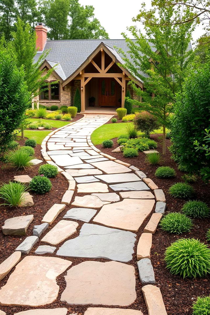 Natural Stone Pathways - 22 Ideas for Ranch-Style Home Exteriors