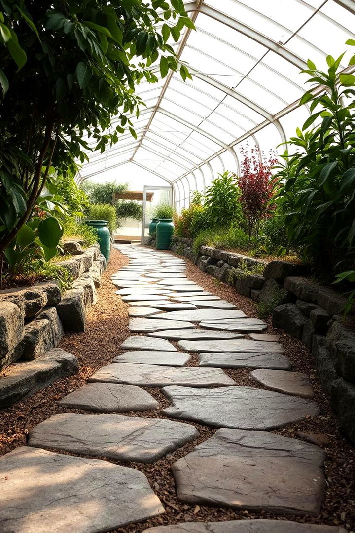 Natural Stone Pathways - 22 Greenhouse Decor Ideas