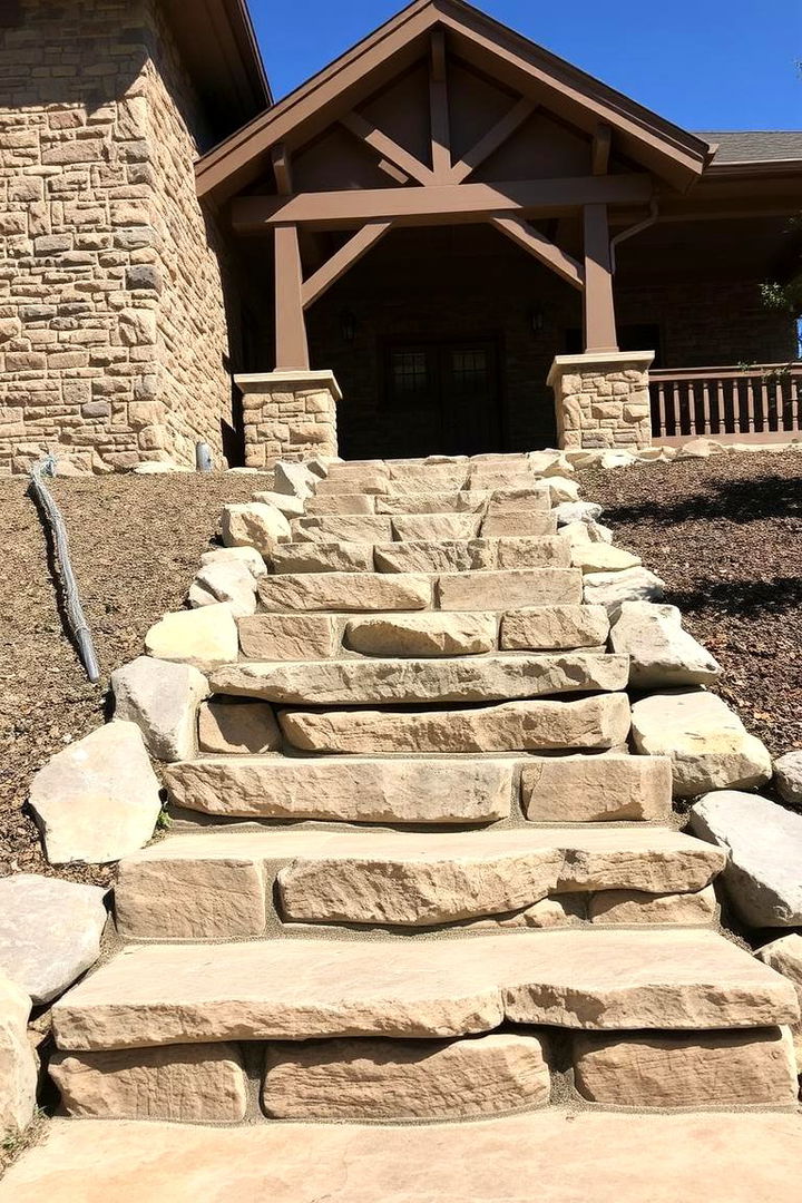 Natural Stone Steps Enhancing Curb Appeal - 22 Rustic Front Porch Ideas