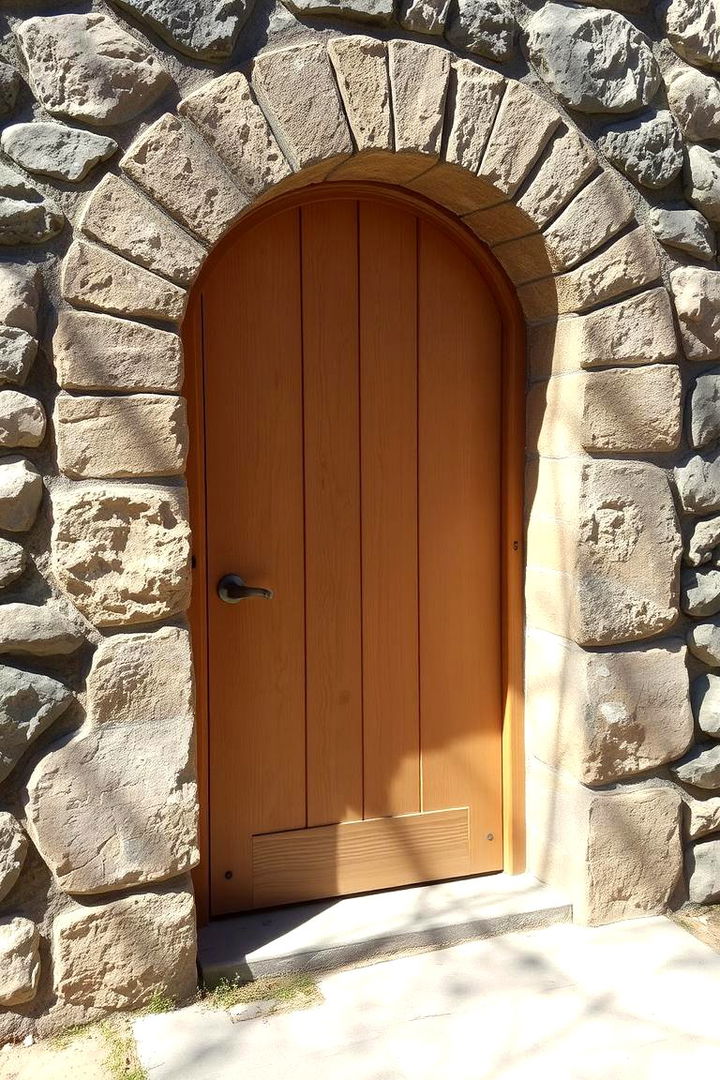 Natural Stone Surround - 22 Farmhouse Front Door Ideas