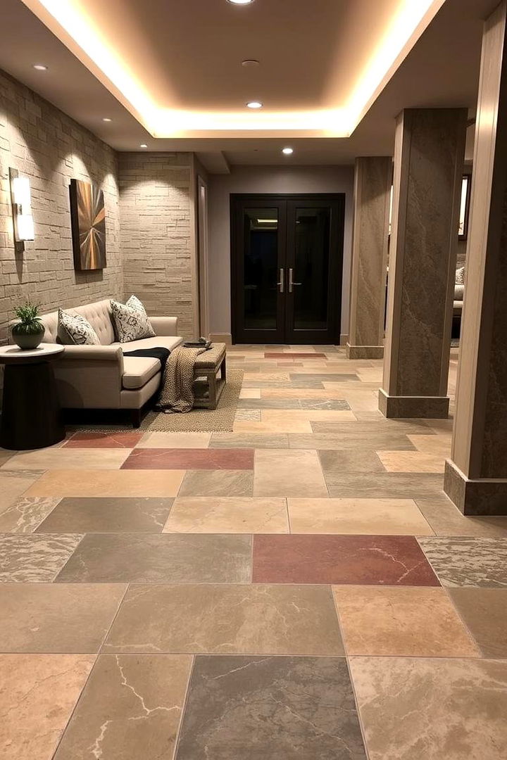 Natural Stone Tiles Sophistication - 22 Basement Floor Ideas