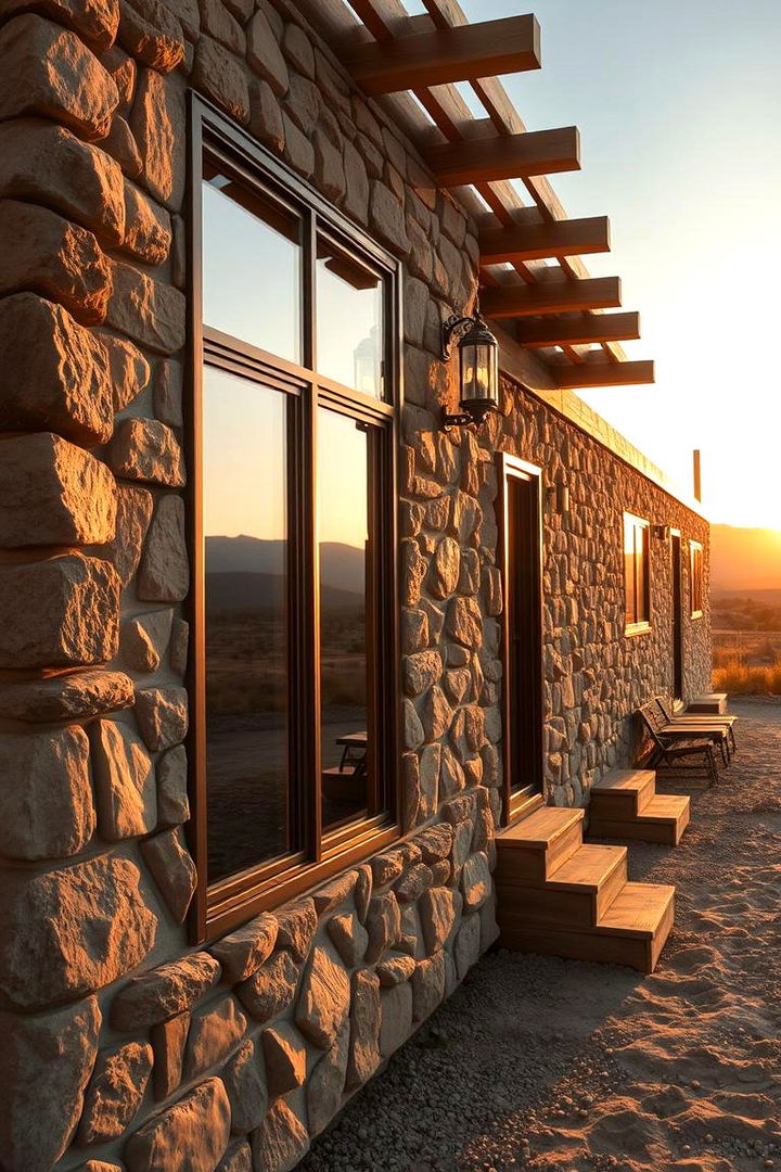 Natural Stone Veneer Accents - 22 Mobile Home Siding Design Ideas