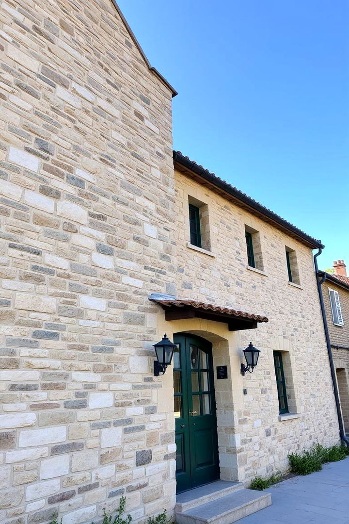Natural Stone and Brick Blend - 22 Green Brick Exterior Home Ideas