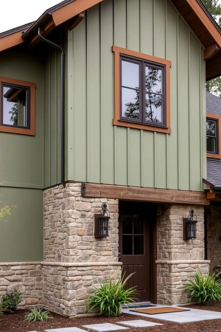 Natural Stone and Sage - 22 Exterior House Color Schemes With Sage Green Siding