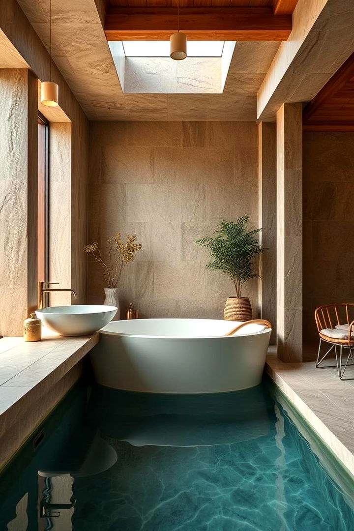 Natural Stone and Wood Accents - Pool Bathroom Ideas for a Refreshing Outdoor Oasis