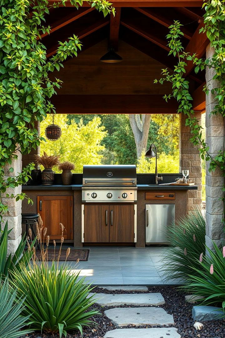 Natural Surrounding Landscaping - 22 Rustic Outdoor Kitchen Ideas