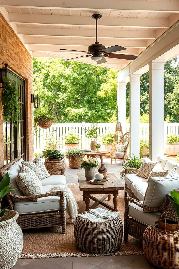 Natural Textiles and Soft Furnishings - 22 Farmhouse Patio Ideas