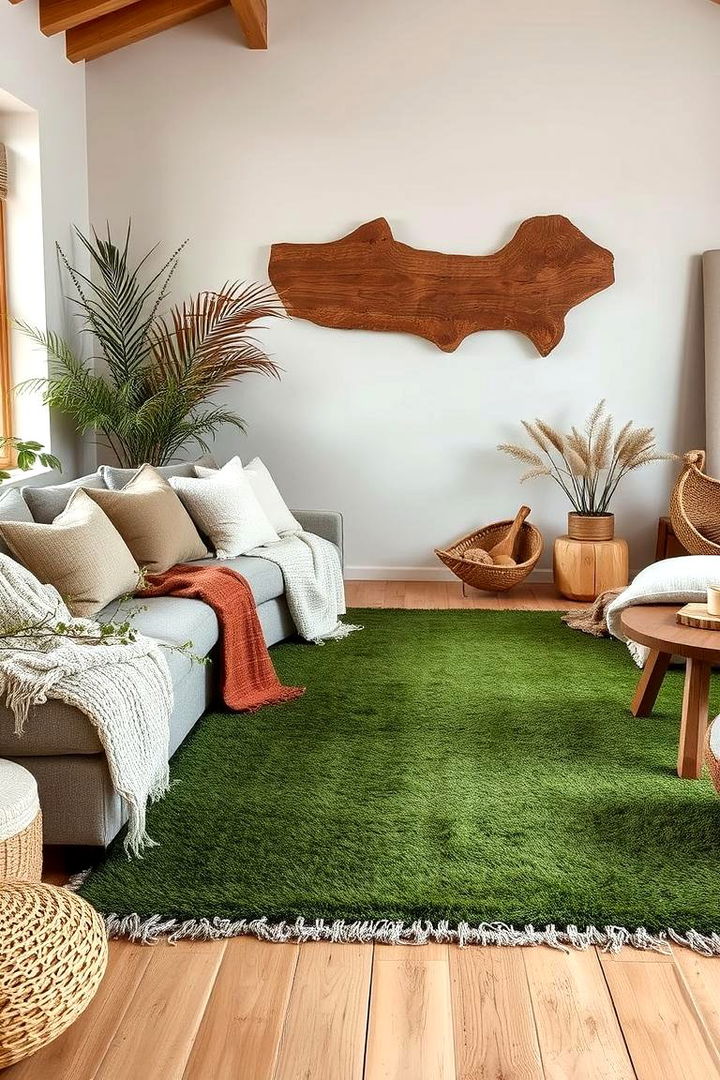 Natural Texture Embrace - 22 Green Carpet Living Room Ideas