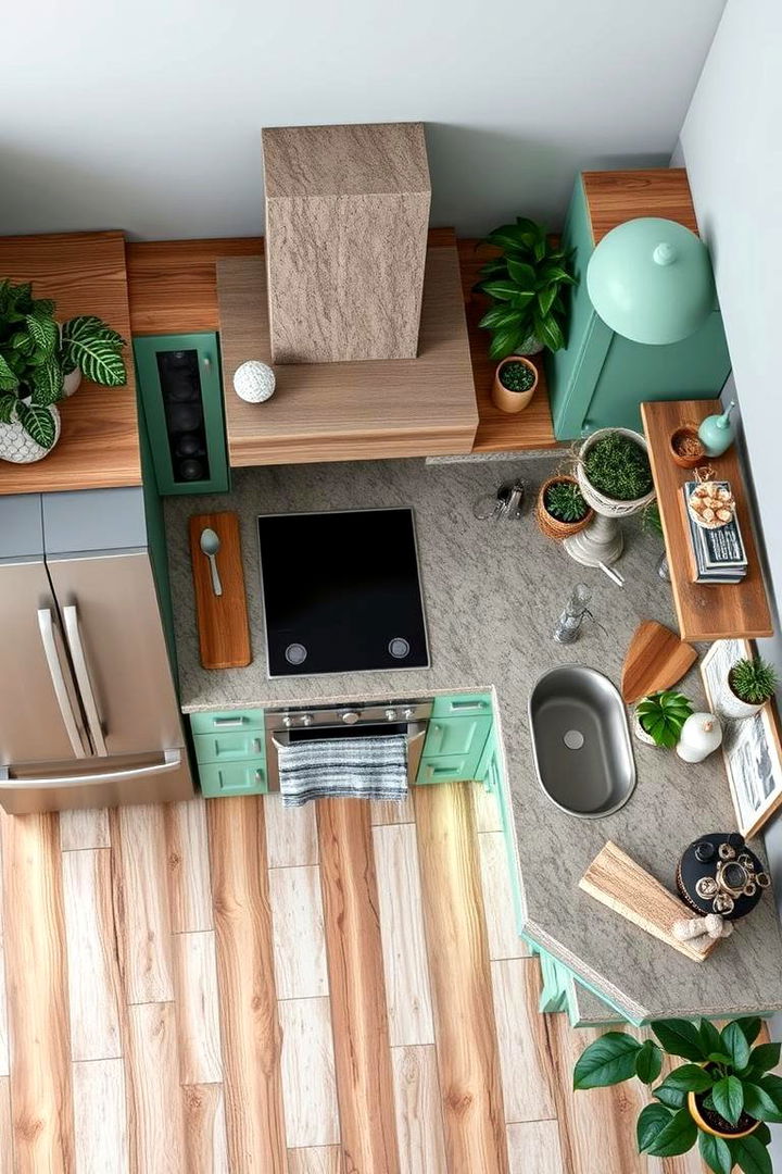 Natural Texture with Mint Green Accents - 22 Mint Green Kitchen Ideas