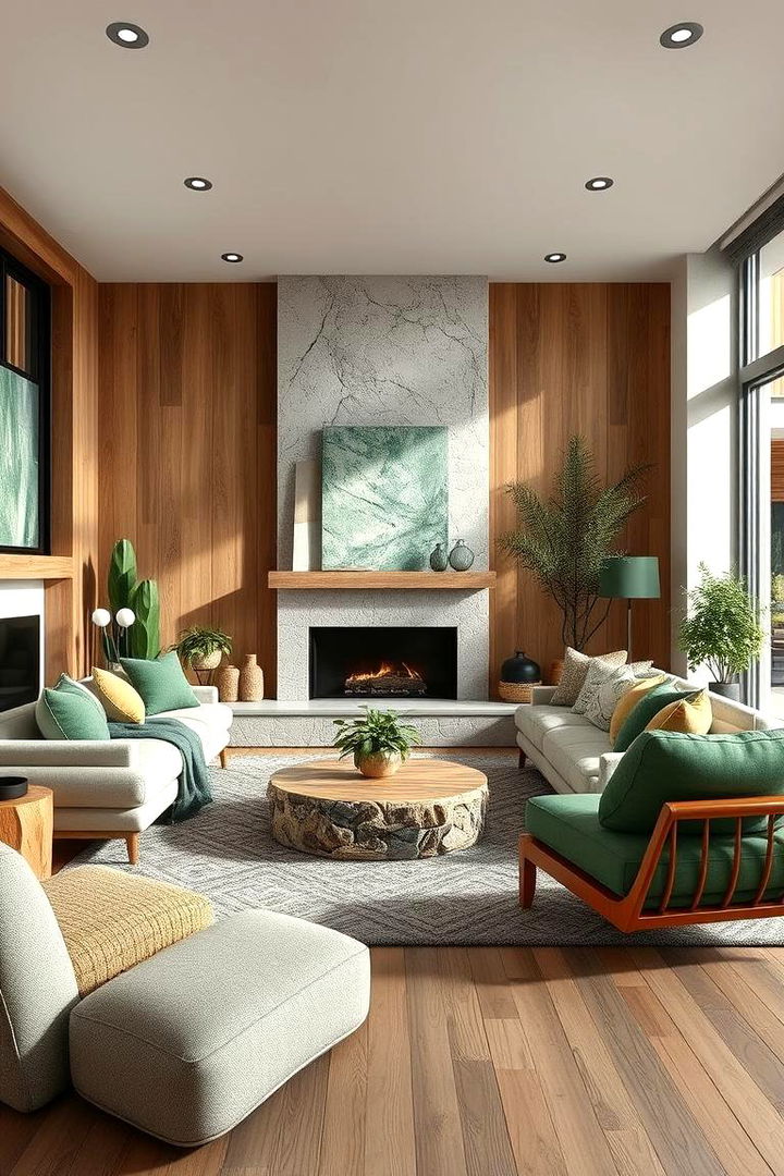 Natural Textures Integration - 22 Forest Green Living Room Ideas