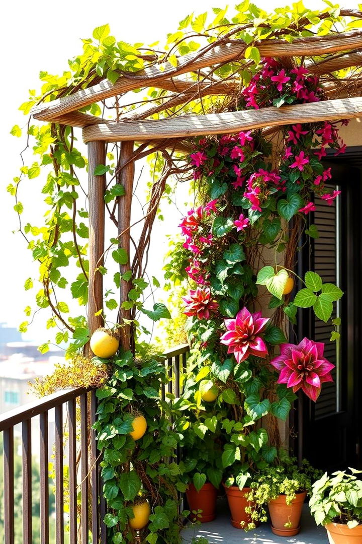 Natural Vine Trellis for Organic Serenity - 22 Balcony Shade Ideas