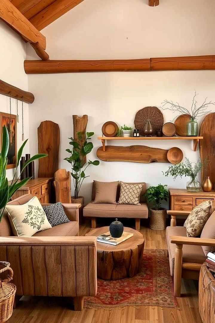 Natural Wood Accents - 22 Neutral Boho Living Room Ideas