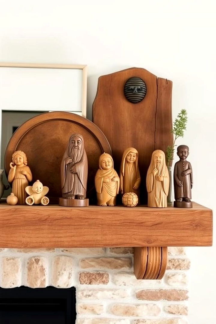 Natural Wood Accents - 22 Spring Mantel Decor Ideas