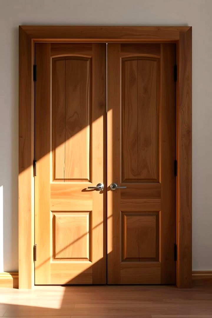 Natural Wood Accents - 22 Double Front Door Ideas
