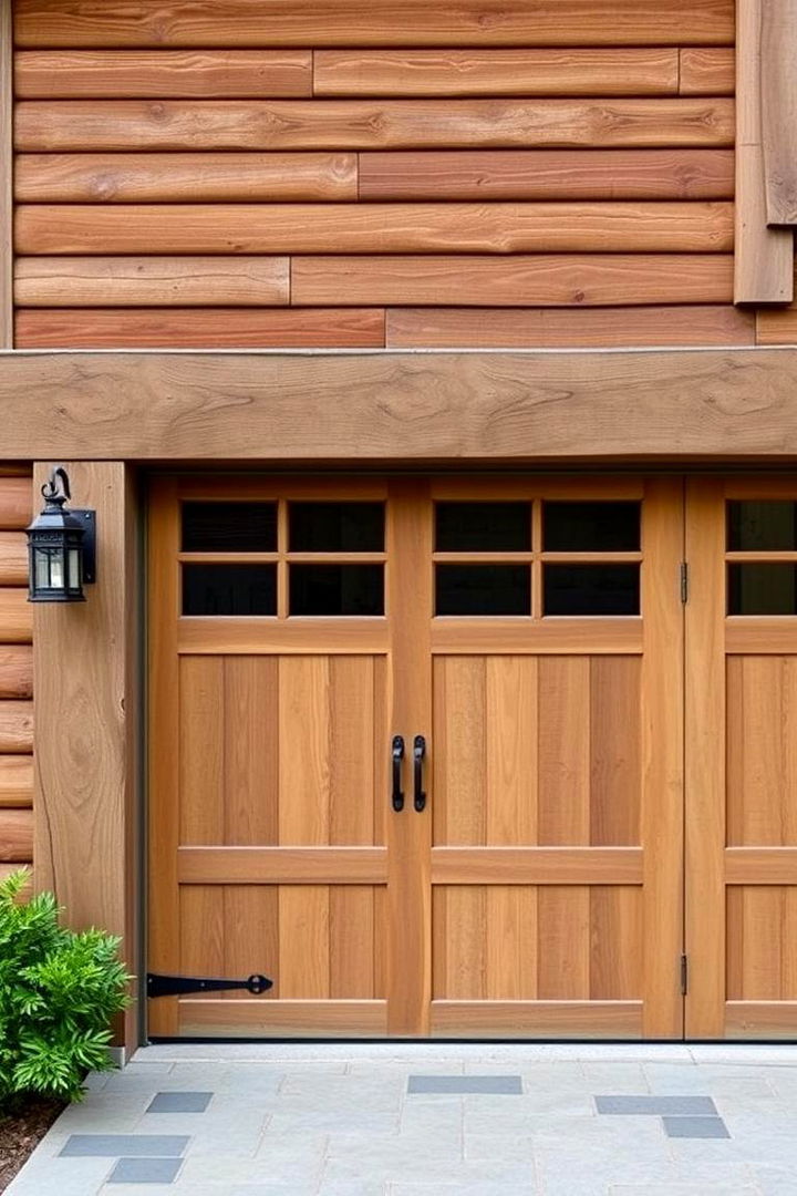 Natural Wood Accents Innovation - 22 Green Garage Door Ideas