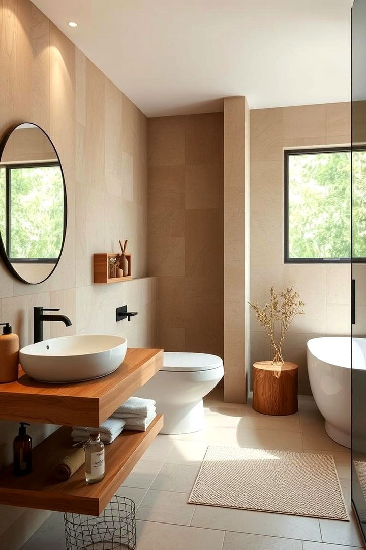 Natural Wood Accents - 22 Boho Bathroom Ideas