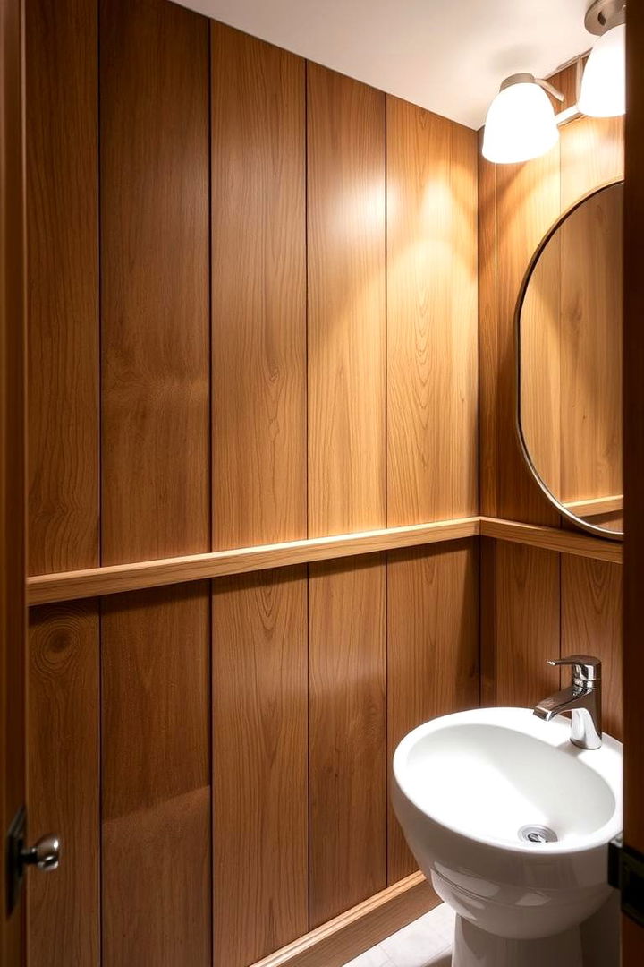 Natural Wood Texture - 22 Powder Room Wainscoting Ideas