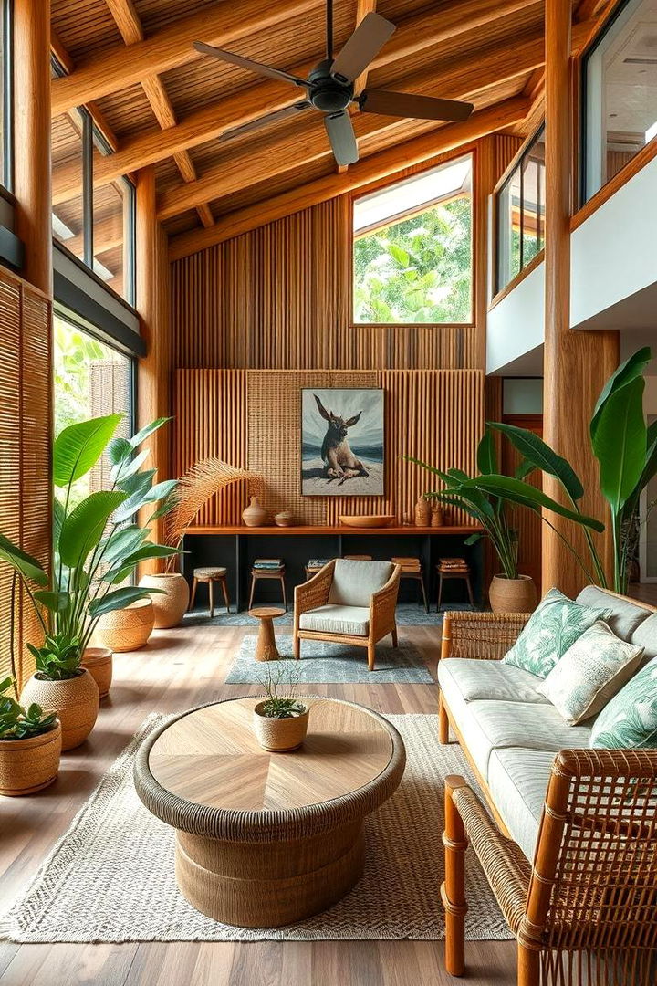 Natural Wood and Bamboo Elements - 22 Tropical Living Room Ideas