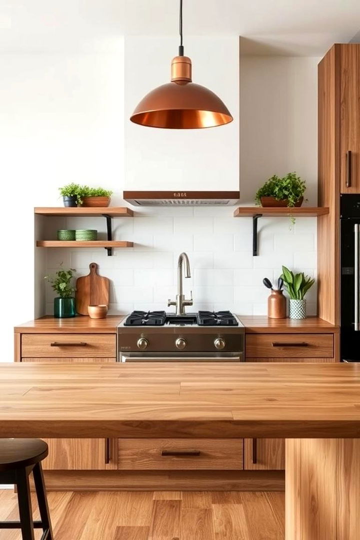 Natural Wood and Copper Elegance - 22 Green and Copper Kitchen Ideas