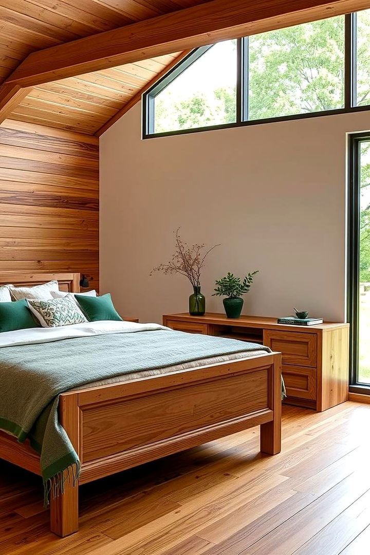 Natural Wood and Green Harmony - 22 Forest Green Bedroom Ideas