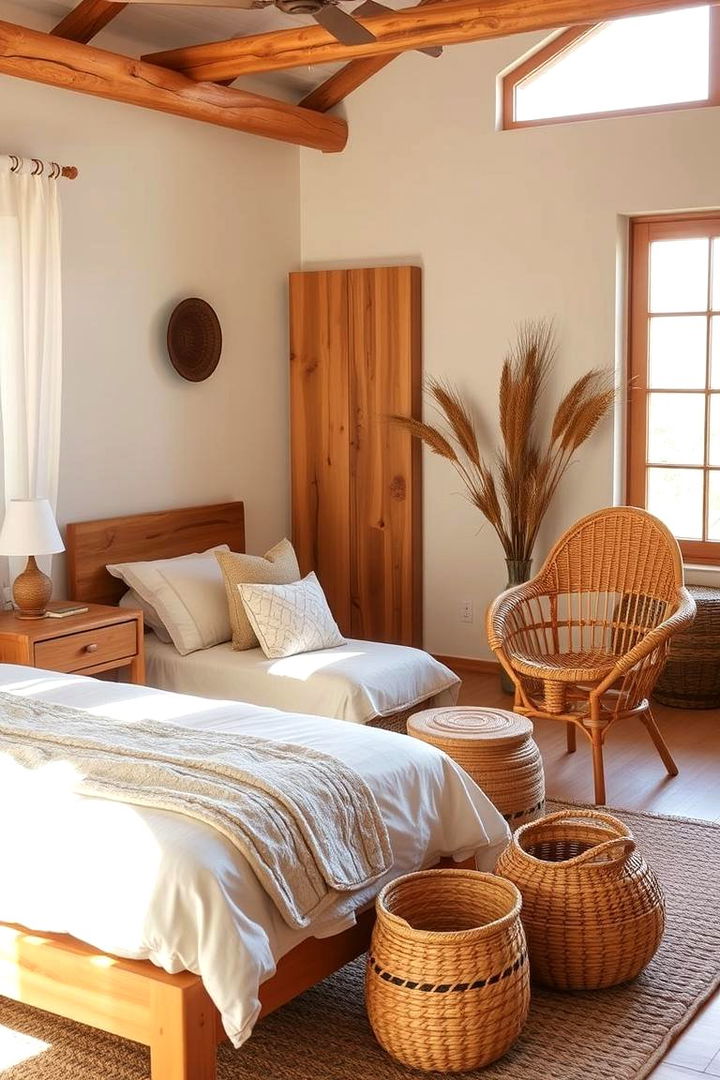 Natural Wood and Rattan Touches - 22 Girls Boho Bedroom Ideas