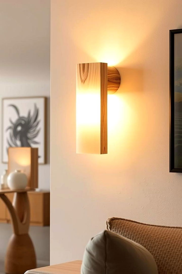 Natural Wood and Warm Illumination - 22 Living Room Wall Lighting Ideas