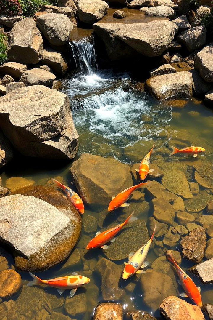 Naturalistic Rock Feature Koi Pond - 22 Koi Pond Ideas