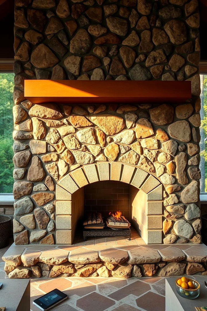 Nature Embedded Stonework - 22 Rustic Outdoor Fireplace Ideas